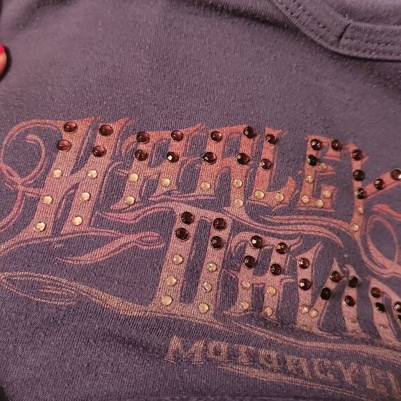 Harley Davidson Blue Rhinestone T-Shirt Size Large - Picture 4 of 4